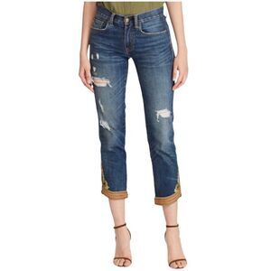 Polo Ralph Lauren Womens Waverly Straight Crop  Embroidered Hem Jeans US 25
